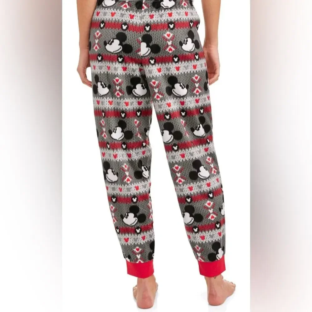 Disney Cuffed Joggers Pajama Pants Gray Black And Red Size S Drawstring - Picture 4 of 10